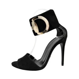 Gucci Black Suede Strappy Heels Ankle Strap Sandals‎ 37